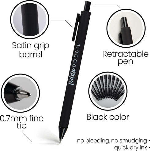 Loddie Doddie 12 Pack Black Gel Pens - 0.7 mm Medium Point Smooth Writing Retractable, No Bleed Non Smudge