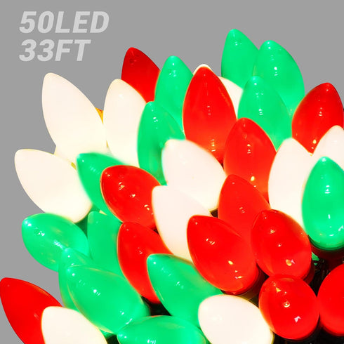 C9 Bulbs 50 36ft HAYATA Christmas Lights LED Strawberry String Light Red&White&Green - Fairy Lighting for Outdoor