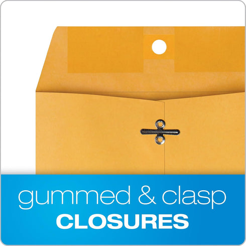 Quality Park 6 x 9 Clasp Envelopes, 100 per Box, Kraft Paper with Clasp and Gummed Closures
