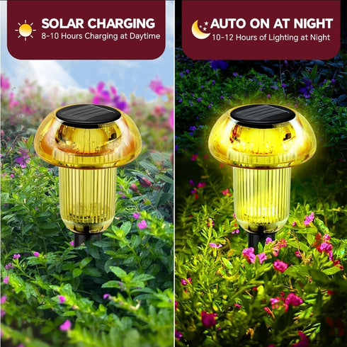 4 Pack, Easter Solar Pathway Lights Outdoor Decorative Yellow LED Mushroom Solar Lights Outdoor Waterproof Solar