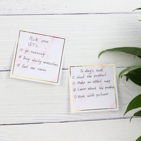 Marble Gold Sticky Note Pads Holder Set, 3x3" Self-Adhesive Cube Memo Paper Scratch Pad Desk Organizer
