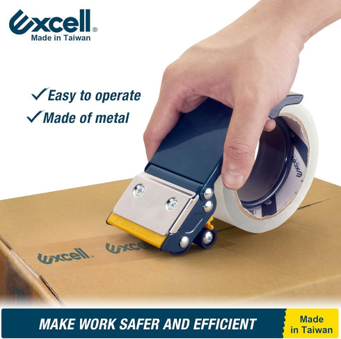 Excell Anti-Backflow Metal Packaging Tape Dispenser (2" Wide) for Packaging, Moving, and Box Sealing