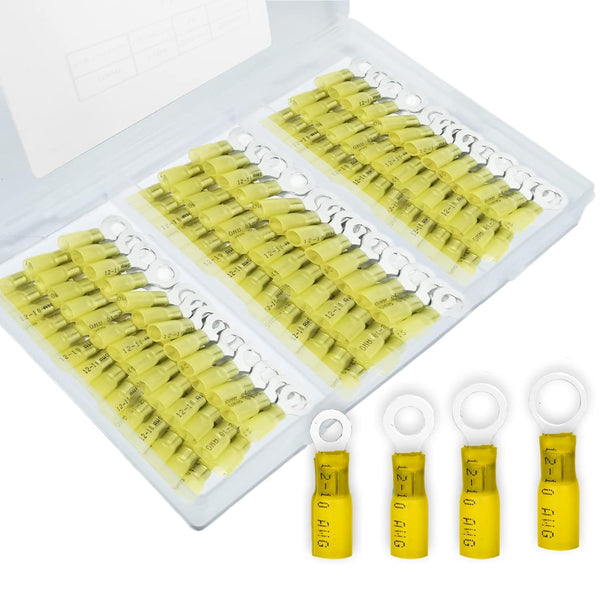 120 PCS Heat Shrink Wire Connectors, 10 12 AWG Ring Terminals and Automotive Marine Ring Connectors by Housun