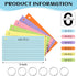 600PCS Cards,3x5 Inches Lovppy Index Colored Flash Cards with Ring, Punched Lined Flashcards Ruled Index Cards