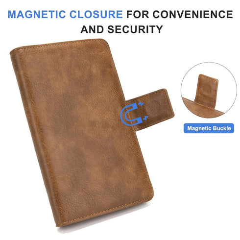 Server Book with Zipper Pocket and Magnetic Closure, Server Books for Waitress, Leather Waitstaff Organizer with High