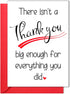HOMEVAGE Single Thank You Card with Red Envelope, Thankful, Appreciation, Grateful Card -