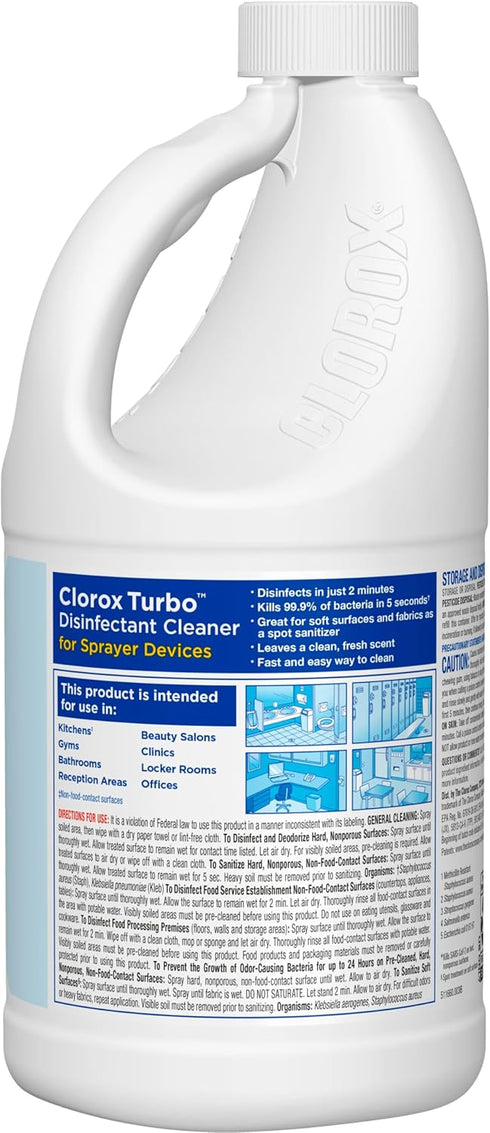 COVID-19 64 Turbo Disinfectant Cleaner for Sprayer Devices, Bleach-Free, Kills Cold and Flu Viruses and Virus, Fluid