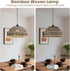 9.84 inch Bamboo Pendant Light Fixture, One-Light Adjustable Boho Handmade Woven Pendant Lighting for Kitchen Island
