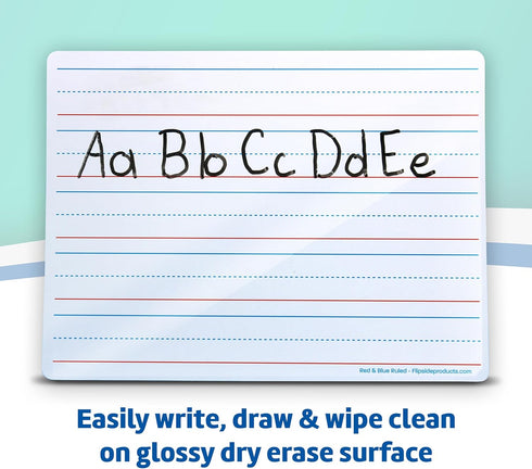 Flipside Products 9" x 12" Two-Sided Red & Blue Dry Erase Learning Mat, Flexible Handwriting Practice - 24 Pack