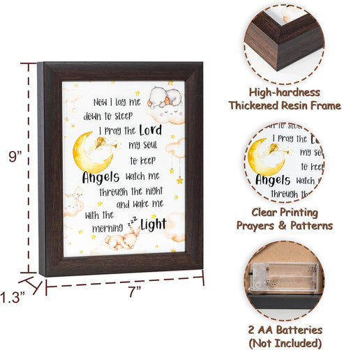 YLOVAN Baptism Gifts for Boys Girls - Night Light Nursery Decor Frame for Bedtime Prayer, Christening Dedication