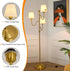 Dimmable 3 YYJLX Modern Floor Lamp with Switch Light Tree Standing Tall Lamp with Linen Drum Shade Mid Century Gold