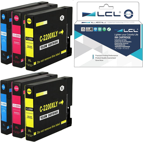 LCL Compatible Ink Cartridge Replacement for Canon PGI-2200, High Yield for Maxify MB5020, 6-Pack
