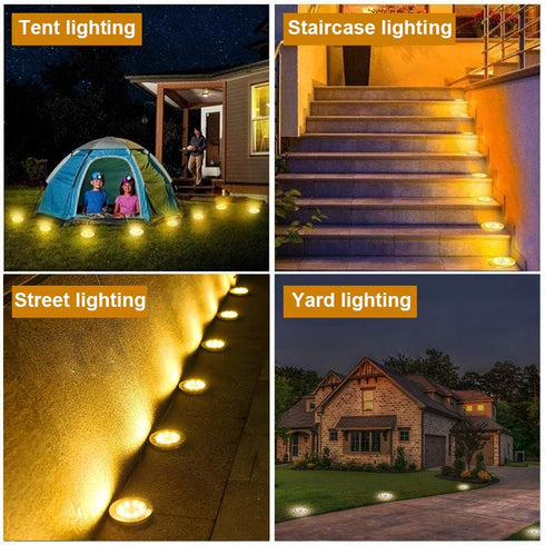 ZGWJ Solar Ground Lights - 8 LED Waterproof Garden Lights for Yard Walkway Patio Lawn Decoration