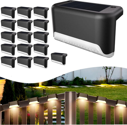 BKBB PPBB Solar Deck Lights Outdoor, 16 Pcs Solar Step Lights, Waterproof LED Solar