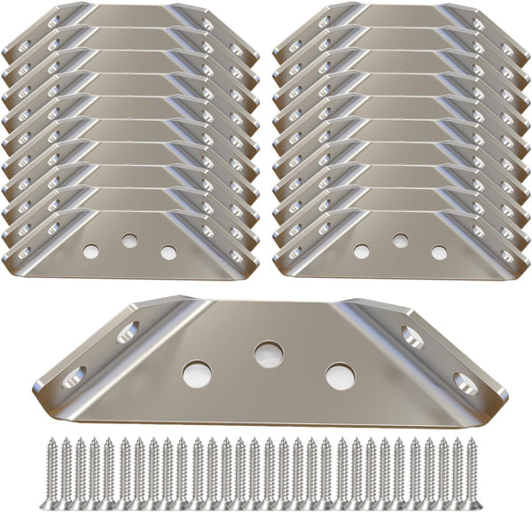Aufuga Universal Stainless Steel Furniture Corner Connector Heavy Duty Corner Bracket,20 Pcs Angle