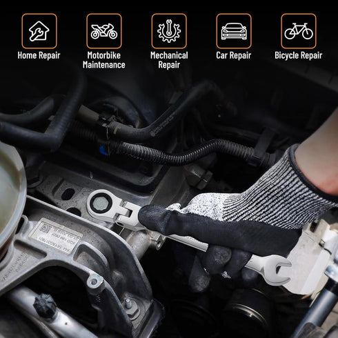 B4B BANG 4 BUCK 3/4 Wrench: Flex-Head Ratcheting Combination Wrench, Industrial Grade 72 Teeth