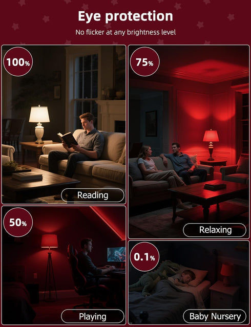 Bulbs E26 A19, 9W (4 Packs) Red Light for Sleep with Remote Control, LED Blue Light Blocking for Sleep Therapy, Baby