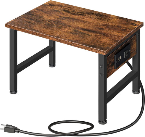 HOOBRO Printer Stand for Desk with Outlet and USB Ports, Small Printer Table with Storage Hook