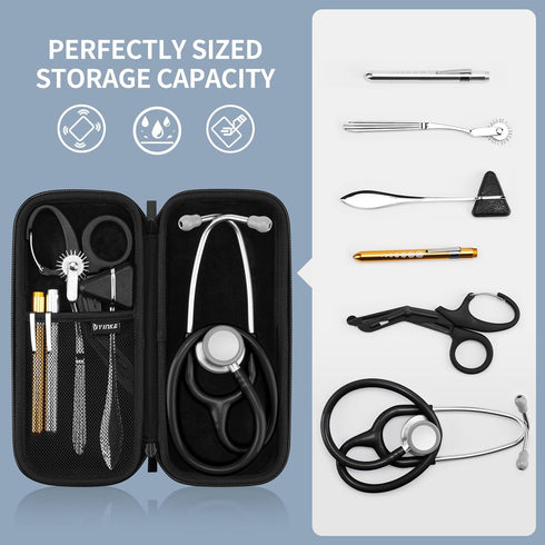 Yinke 3M Stethoscope Case for Littmann Classic III, Lightweight II S.E, MDF Acoustica Deluxe Stethoscopes, Extra Room