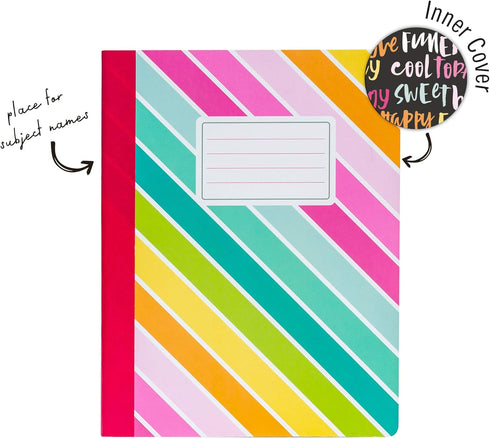 Pukka Pad Carpe Diem Composition Notebooks, 3 Pack, 140 Pages of College Ruled Paper, 9.75 x 7.5in