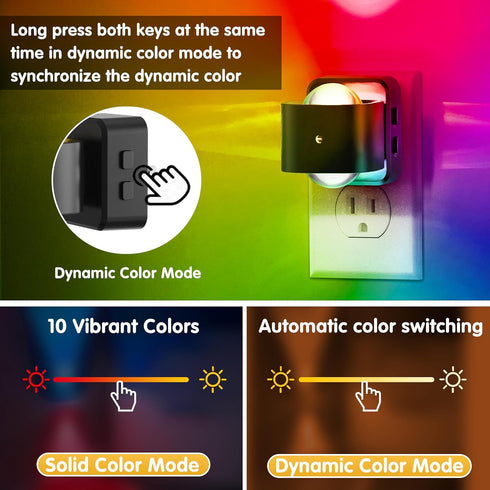 2 Pack L LOHAS LED Night Light Projector, Color Changing Night Light Plug into Wall, Dusk to Dawn Sensor, Rotating