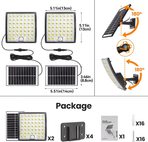 3 184 150% 16.4 Solar Lights Outdoor Waterproof, Motion Sensor Outdoor Lights, Modes LED Bright Upgraded Convex Lens Ft