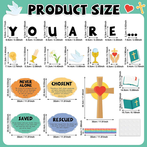 Christian Jesus Bulletin Board Decoration Set Religious Cross Bible Bulletin Board Borders You Are Positive Paper Cutouts Inspirational Christian Bulletin Boarder for Jesus School Classroom Decor