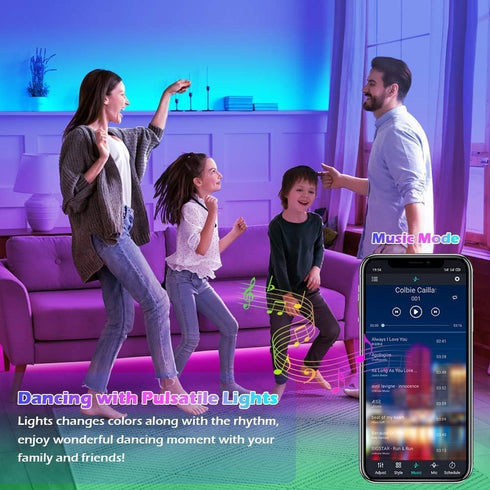 65.6ft/20M 5050 Led Strip Lights, Long Smart Music Sync RGB Color Changing Light Strip Bluetooth APP/IR Remote/Switch