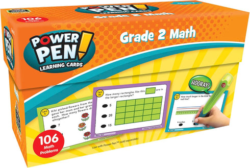 Teacher Created Resources Power Pen Learning Cards: Math, Grade 2, 5.5" x 3.5", Multicolor