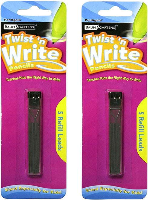 PenAgain Twist 'n Write Pencil Assorted Colors 4 Count Bundle with 10 Count Refills (00071)