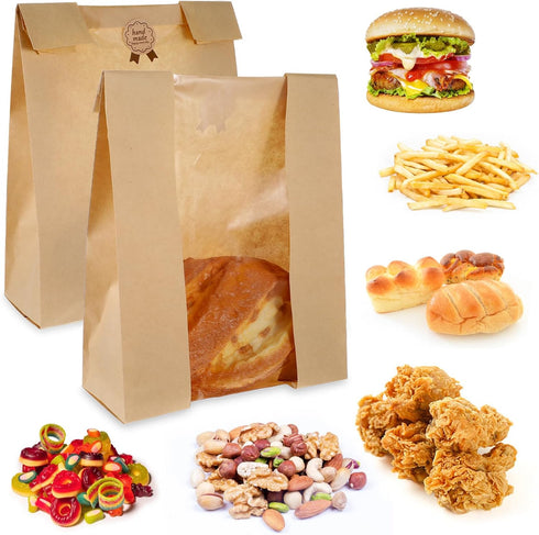 Ckhoid 100 14" 8.3" 3.5" 100Pcs PCS Bread Bags for Homemade Breads, x x Sourdough Bread Bag with Window for Bakery