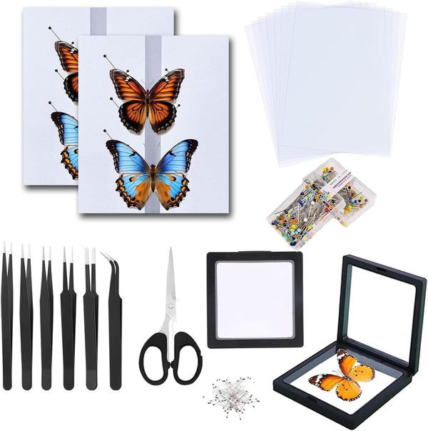 Dddzerong Butterfly Specimen Kit Includes pins, mounting Board, Spreading Tools, Display case, Labels,