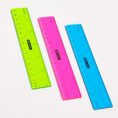 BAZIC Plastic Ruler 6" (26cm), Inches Centimeter Metric Measuring Drafting Rulers, 3/Pack, 1-Pack