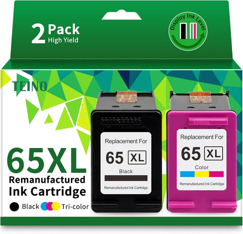 TEINO Remanufactured Ink Cartridge Replacement for HP 65 65XL 65 XL (Black Tri-Color, Combo Pack) for HP Envy 5055