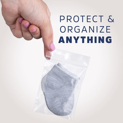 Clear Plastic Reclosable Zip Bags, Bulk GPI Pack of 200, 3" x 4" Strong & Durable Poly Baggies