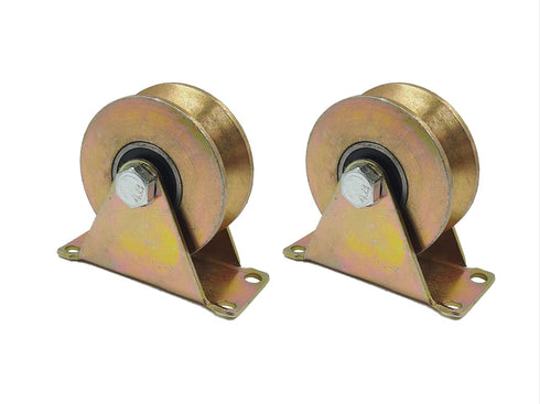 V-Type Groove Wheel, Heavy Duty Rigid Caster with Bracket, Pack of 2 (3 inch) for Inverted Track, Rolling Gate,