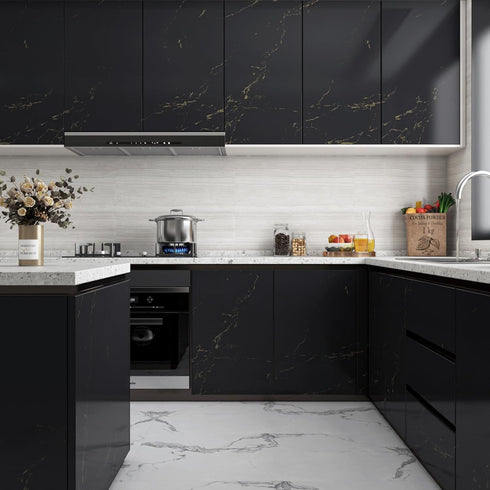 YENHOME Marble Countertop Peel and Stick 17.7"X118" - Waterproof Grey Gold Contact Paper for Bathroom Kitchen