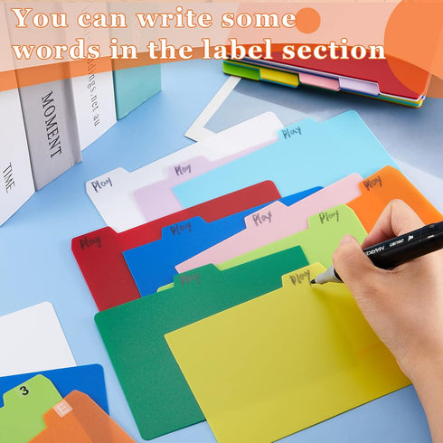 Lewtemi 50 Pieces Index Card Dividers Set with Tabs - Alphabet Tabbed Guides & Self-Adhesive Number Stickers (Multi