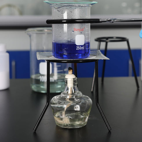 stonylab Durable Lab Metal Tripod Stand for Bunsen Burner, Reusable Laboratory Use, Black