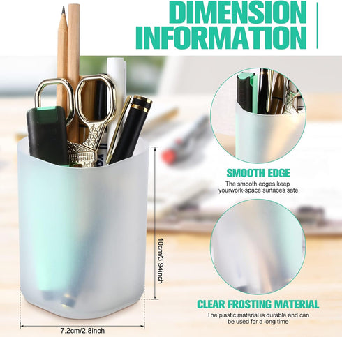 Fainne 24 Pcs Translucent White Plastic Pen Holder Bulk Pencil Storage Cup Makeup Marker Holder Organizer for Desk Pen