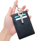Boshiho Vertical Style Leather ID Card Badge Holder with Keychain