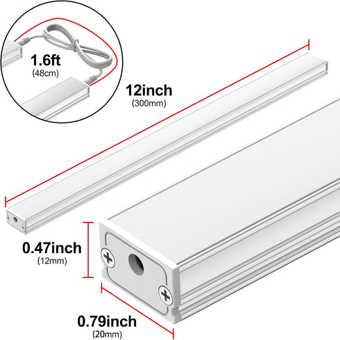 Dimmable 4500K, 3 Pack 12 inch Counter 24V, 4500K ASOKO Under Cabinet Led Light Plug in, Daylight White Linkable Led