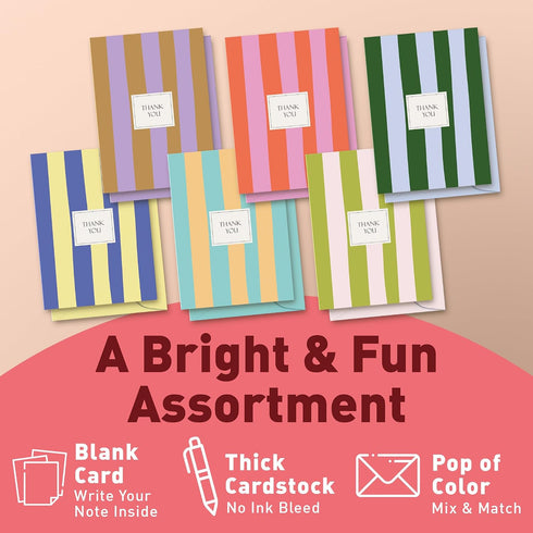Set 24 S&O Palm Beach Thank You Cards with Envelopes, Blank Greeting sheets for Handwritten Messages, of stylish Notes