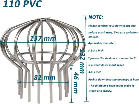 304 Stainless Steel Drain Outdoor Roof Anti-Blocking Line Cap, Round Floor Net Cover, 4 inch