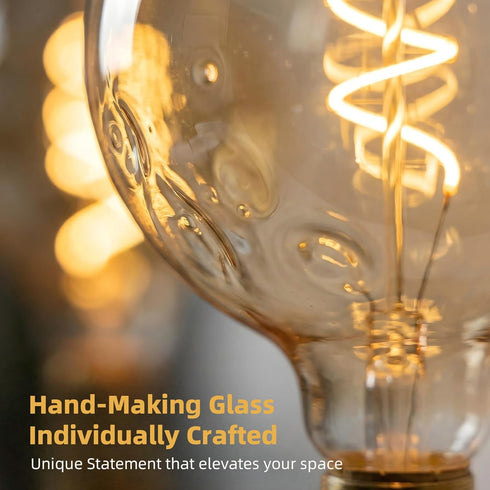 G125/G40 Bulb 2200K Dimmable Bulb,6W E26 Bulb 1Pack Large Vintage Oversized LED Edison Amber Glass Warm White Light