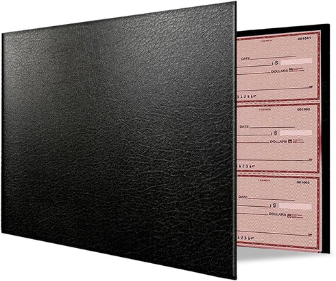 Office Werks Premium 7 Ring Check Binder for Business Checks, 600 Checks Capacity, Black Textured Vinyl Cover