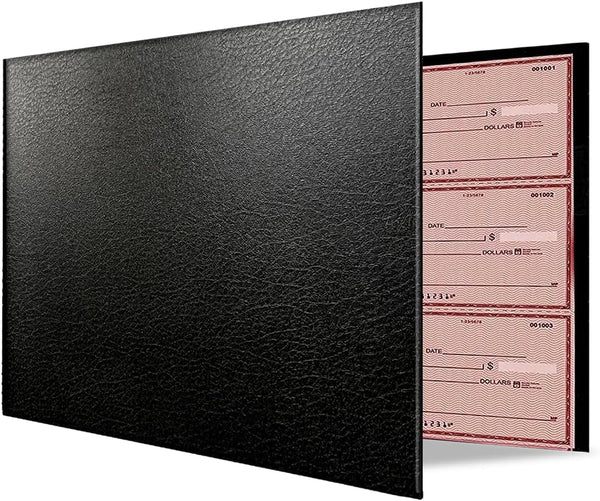Office Werks Premium 7 Ring Check Binder for Business Checks, 600 Checks Capacity, Black Textured Vinyl Cover