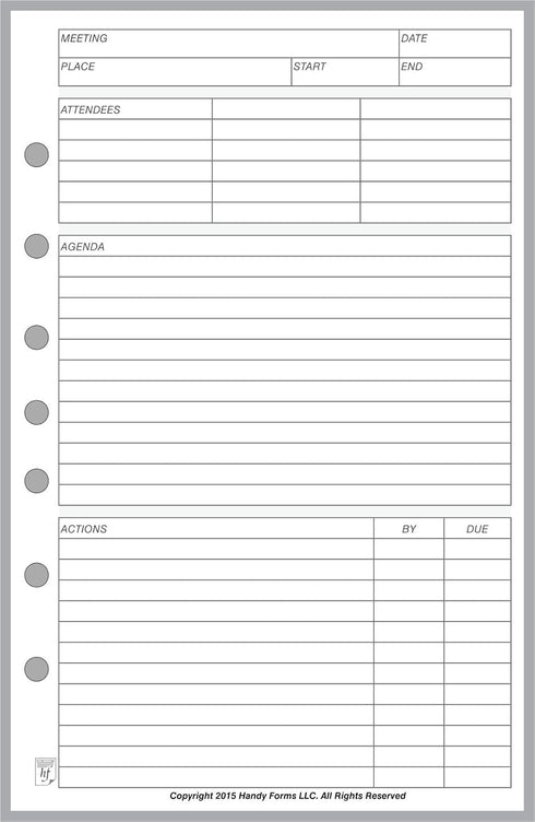 Meeting Manager Classic Size, 5.5" x 8.5", Sized and Punched with 7 Holes for 7-Ring Notebooks