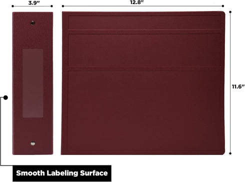 Carstens 4-Inch Heavy Duty 3-Ring Binder, Side Opening, Wine, Holds 600 US Letter Sheets, Made in USA