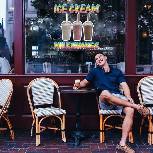 Sign Destination 24in Die-Cut Sticker Multiple Sizes Ice Cream Milk Shekes Retail Ice Cream Milk Shakes Indoor Decal